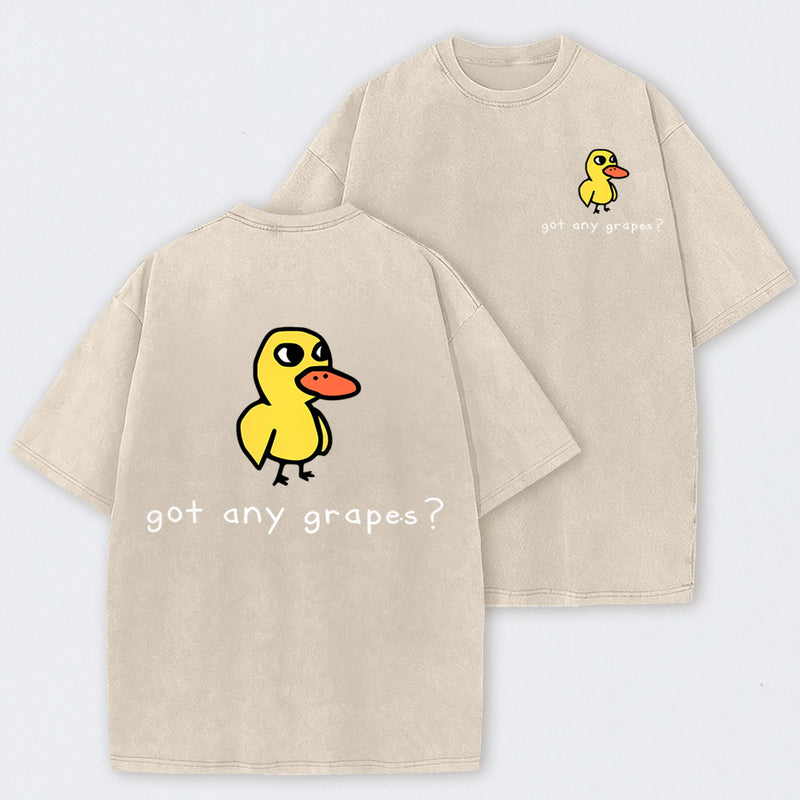 Retro Vintage Eat Grapes Duck Washed T-Shirt