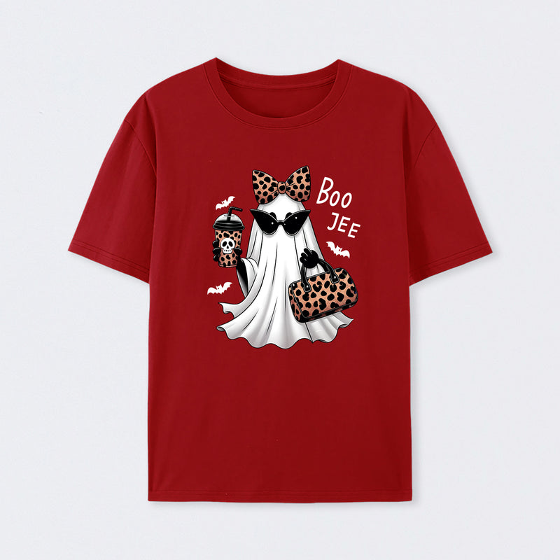 Boo-Jee Leopard Ghost Funny Fall Halloween T-Shirt