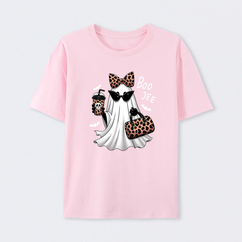 Boo-Jee Leopard Ghost Funny Fall Halloween T-Shirt