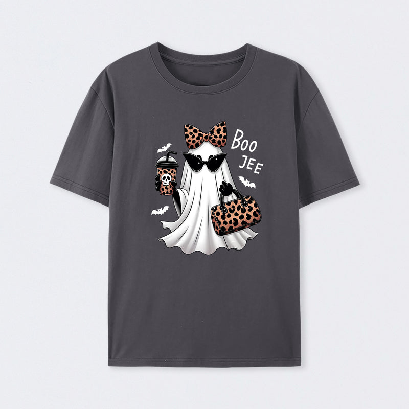 Boo-Jee Leopard Ghost Funny Fall Halloween T-Shirt