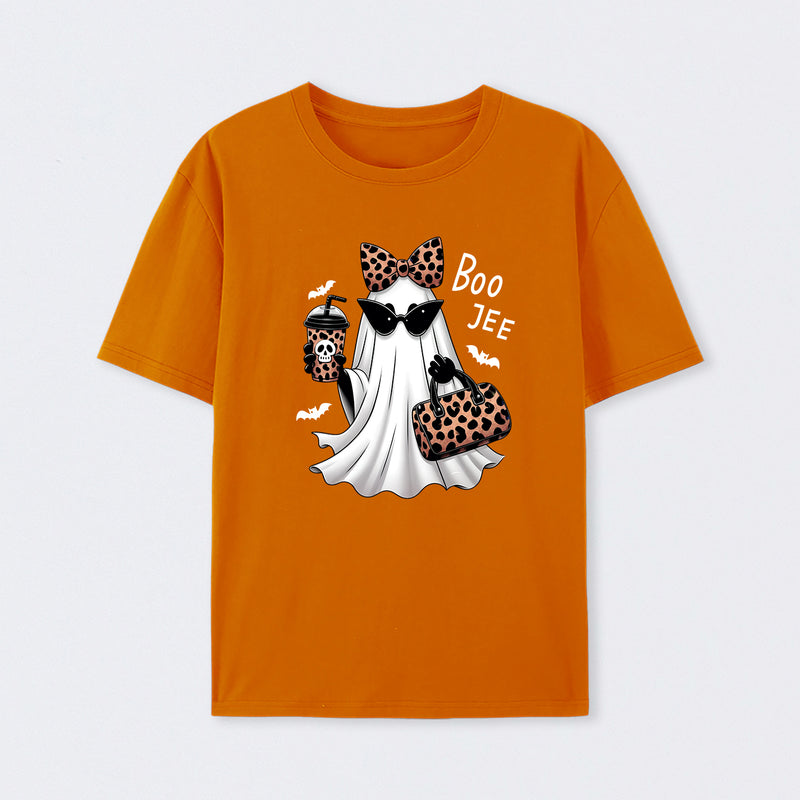 Boo-Jee Leopard Ghost Funny Fall Halloween T-Shirt