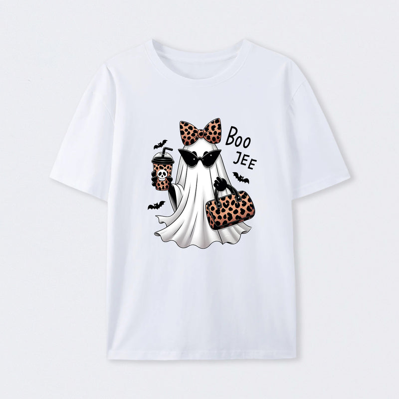 Boo-Jee Leopard Ghost Funny Fall Halloween T-Shirt