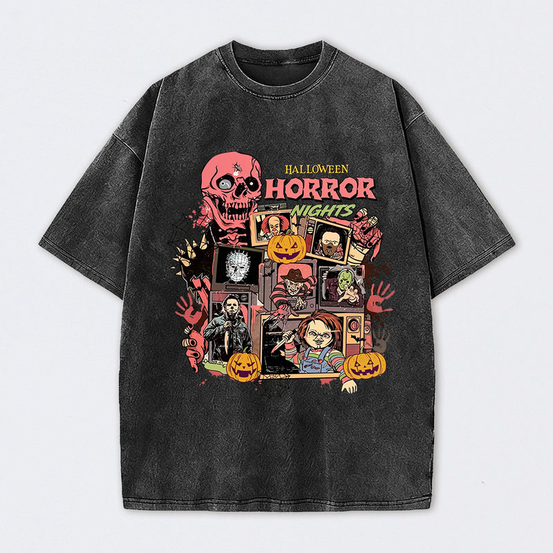 Vintage Halloween Movies Washed T-Shirt