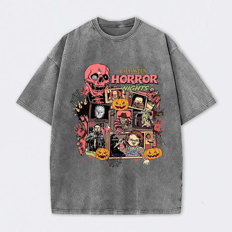 Vintage Halloween Movies Washed T-Shirt
