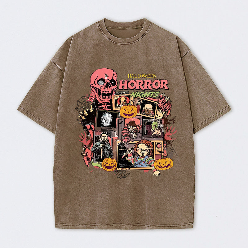 Vintage Halloween Movies Washed T-Shirt