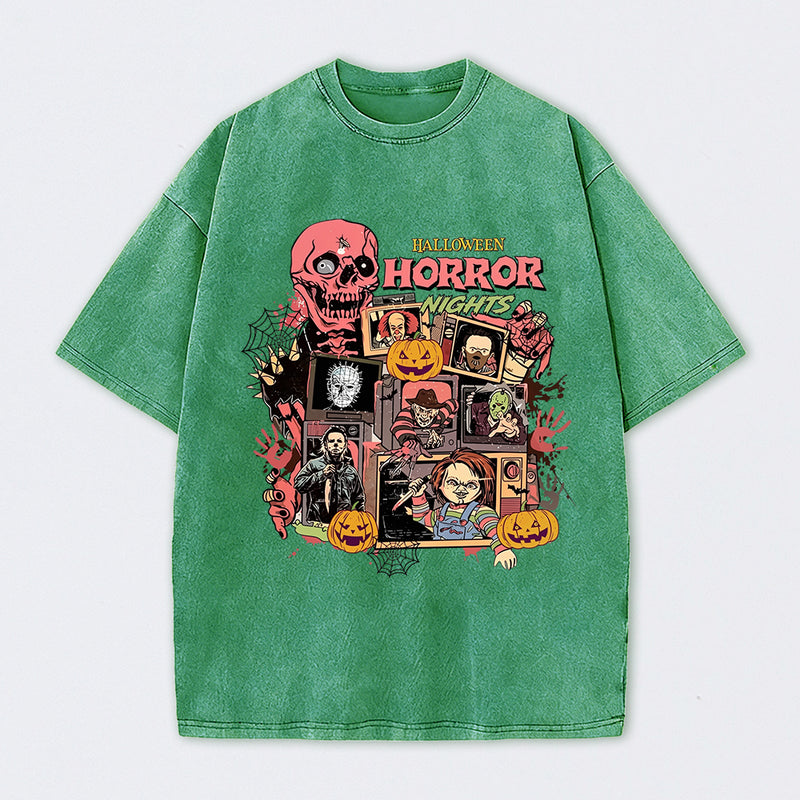 Vintage Halloween Movies Washed T-Shirt