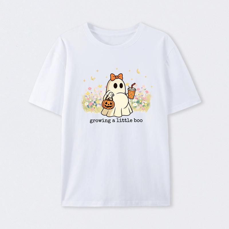 Halloween Growing A Little Boo Funny Pregnancy Spooky T-Shirt