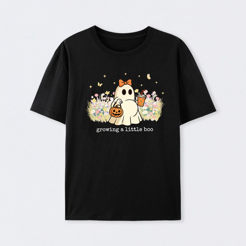 Halloween Growing A Little Boo Funny Pregnancy Spooky T-Shirt