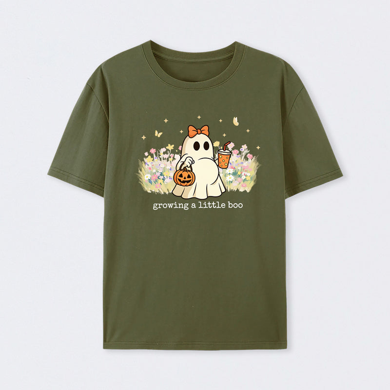 Halloween Growing A Little Boo Funny Pregnancy Spooky T-Shirt