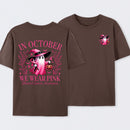 In October We Wear Pink Ghost Halloween Breast Cancer Awareness T-Shirt