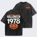Halloween 1978 Haddonfield Vintage Michael Myers Pumpkin Horror Movie Washed T-Shirt