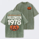 Halloween 1978 Haddonfield Vintage Michael Myers Pumpkin Horror Movie Washed T-Shirt