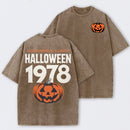 Halloween 1978 Haddonfield Vintage Michael Myers Pumpkin Horror Movie Washed T-Shirt
