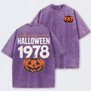 Halloween 1978 Haddonfield Vintage Michael Myers Pumpkin Horror Movie Washed T-Shirt
