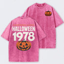 Halloween 1978 Haddonfield Vintage Michael Myers Pumpkin Horror Movie Washed T-Shirt