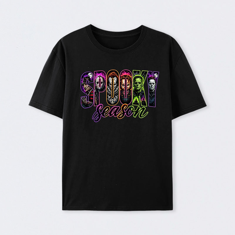 Neon Horror Halloween Retro Scary Movie Graphic T-Shirt