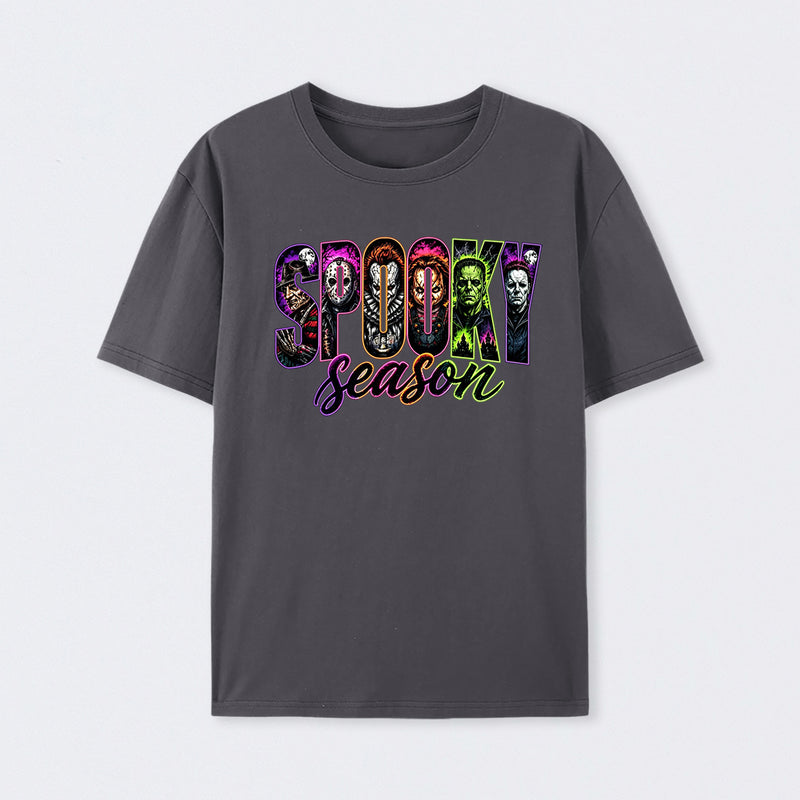 Neon Horror Halloween Retro Scary Movie Graphic T-Shirt