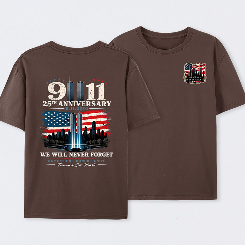 911 25th Anniversary Memorial Patriotic Two Sided T-Shirt