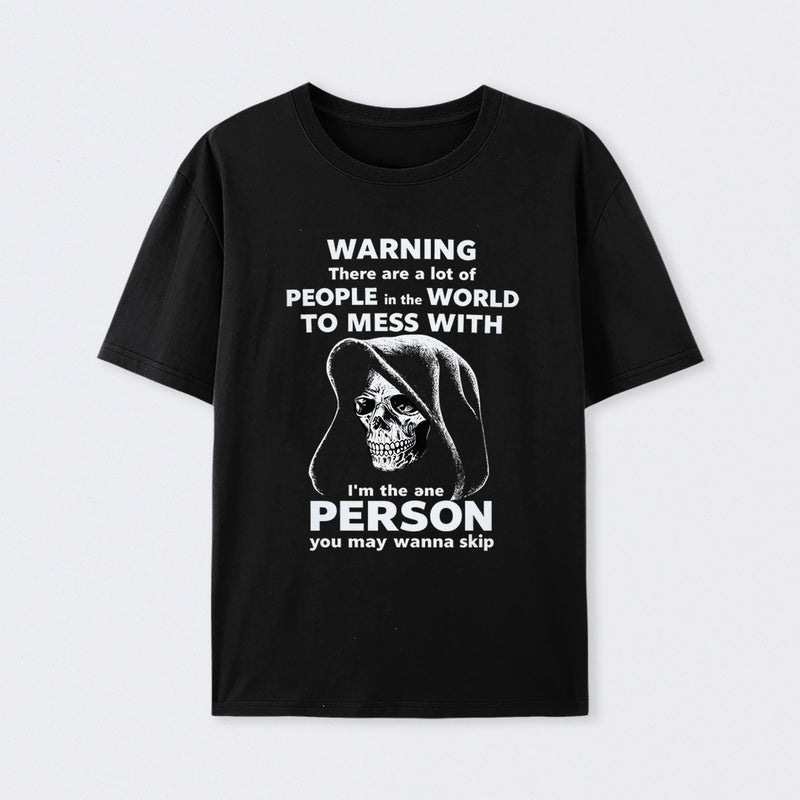 Funny Grim Reaper High Contrast Skull Graphic T-Shirt