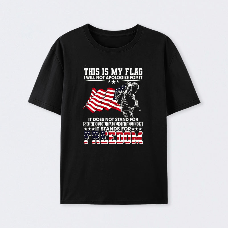 Soldier Silhouette USA Flag Patriotic T-Shirt