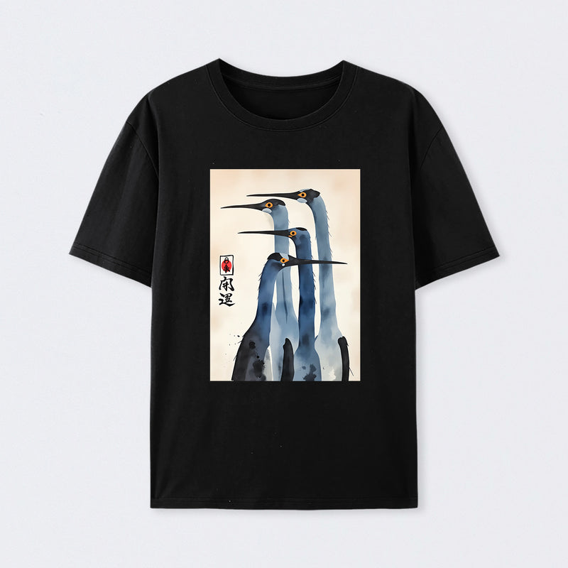 Three Cranes Standing Together In Harmony T-Shirt