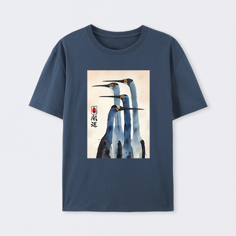 Three Cranes Standing Together In Harmony T-Shirt