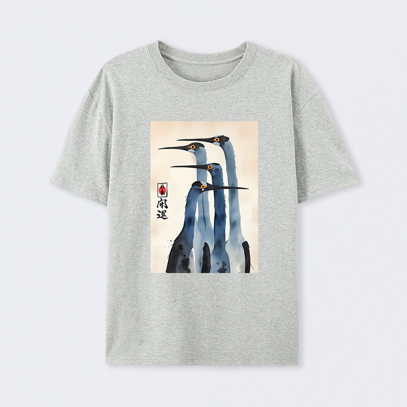 Three Cranes Standing Together In Harmony T-Shirt
