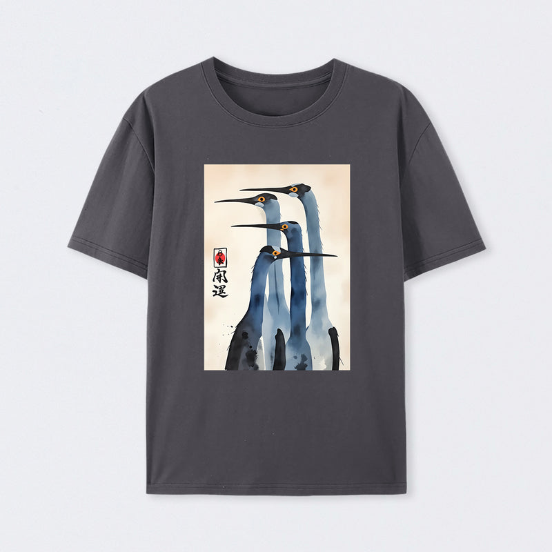 Three Cranes Standing Together In Harmony T-Shirt