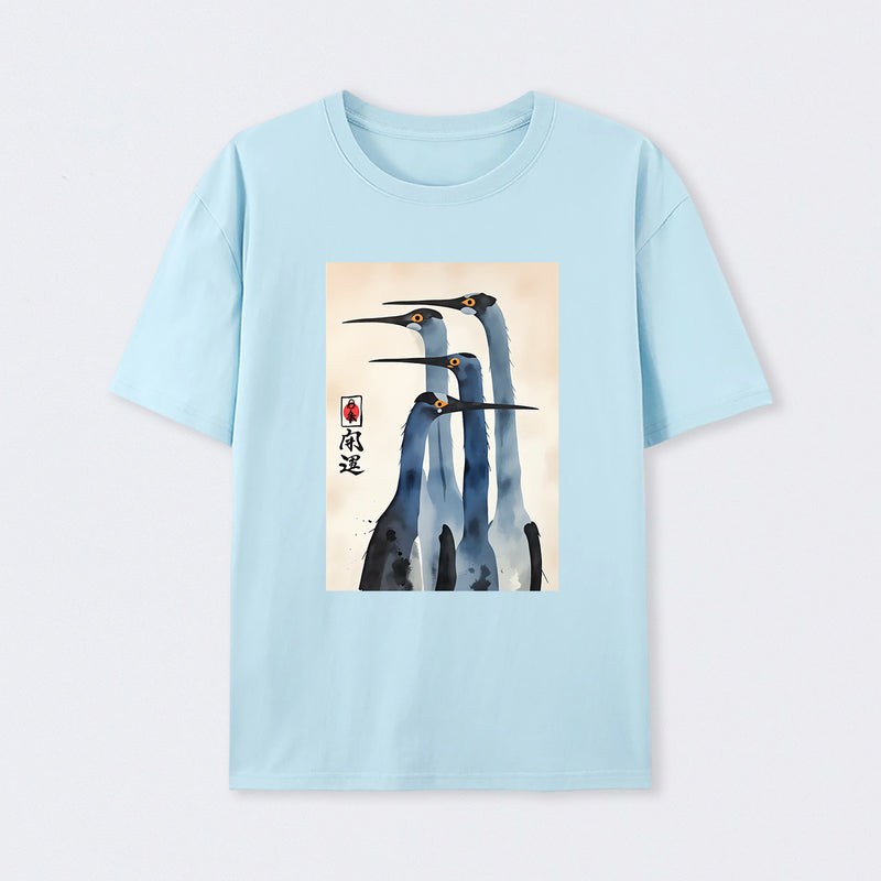 Three Cranes Standing Together In Harmony T-Shirt