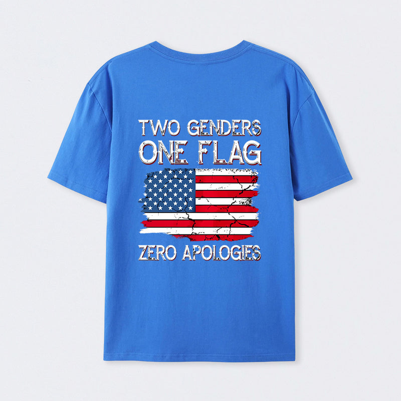 Two Genders One Flag Zero Apologies American Flag Design Unisex Classic T-shirt
