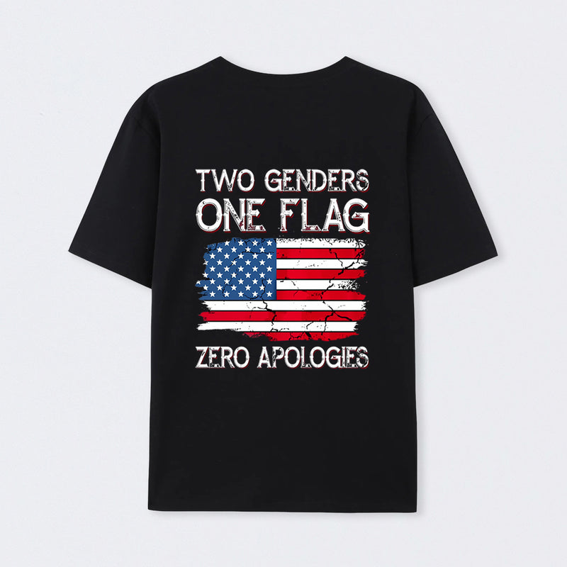 Two Genders One Flag Zero Apologies American Flag Design Unisex Classic T-shirt