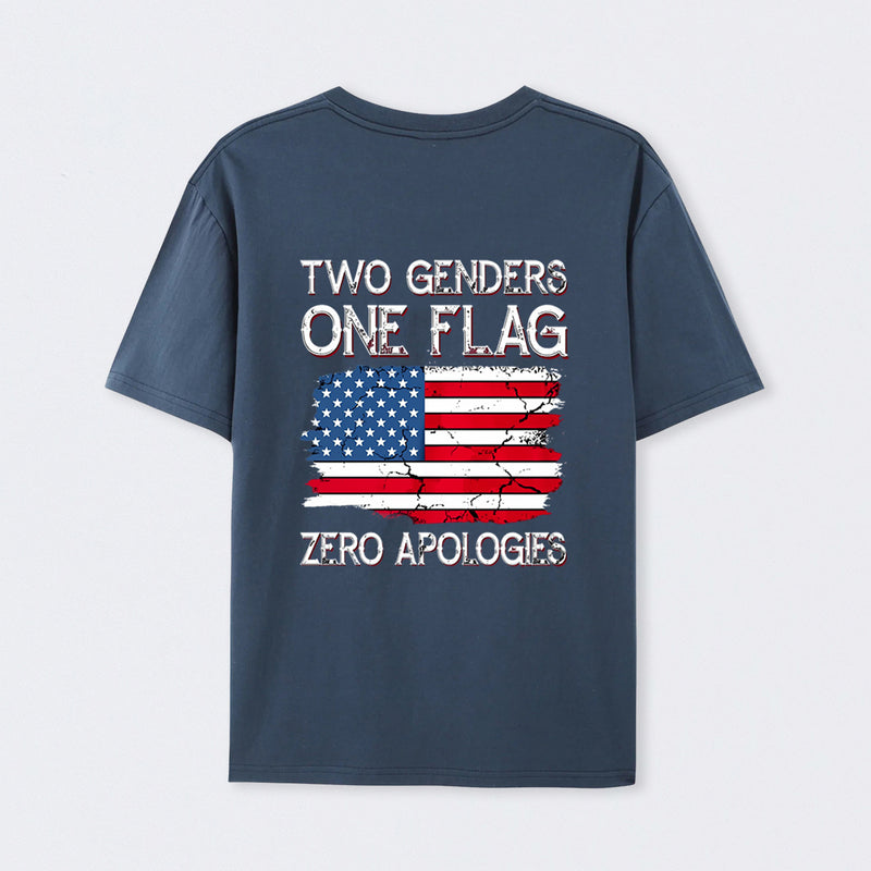 Two Genders One Flag Zero Apologies American Flag Design Unisex Classic T-shirt