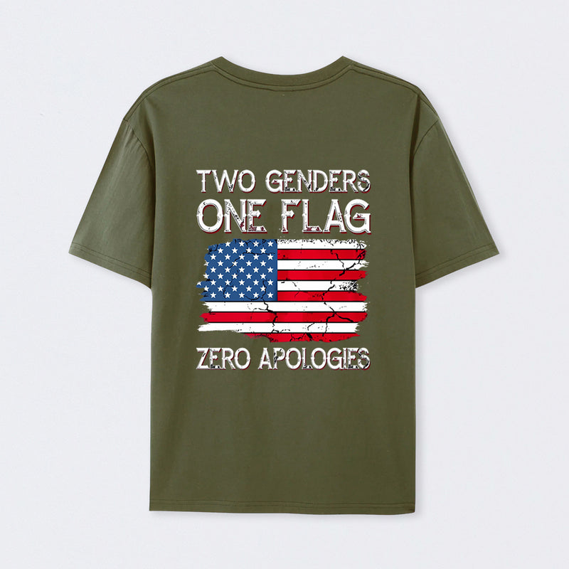 Two Genders One Flag Zero Apologies American Flag Design Unisex Classic T-shirt