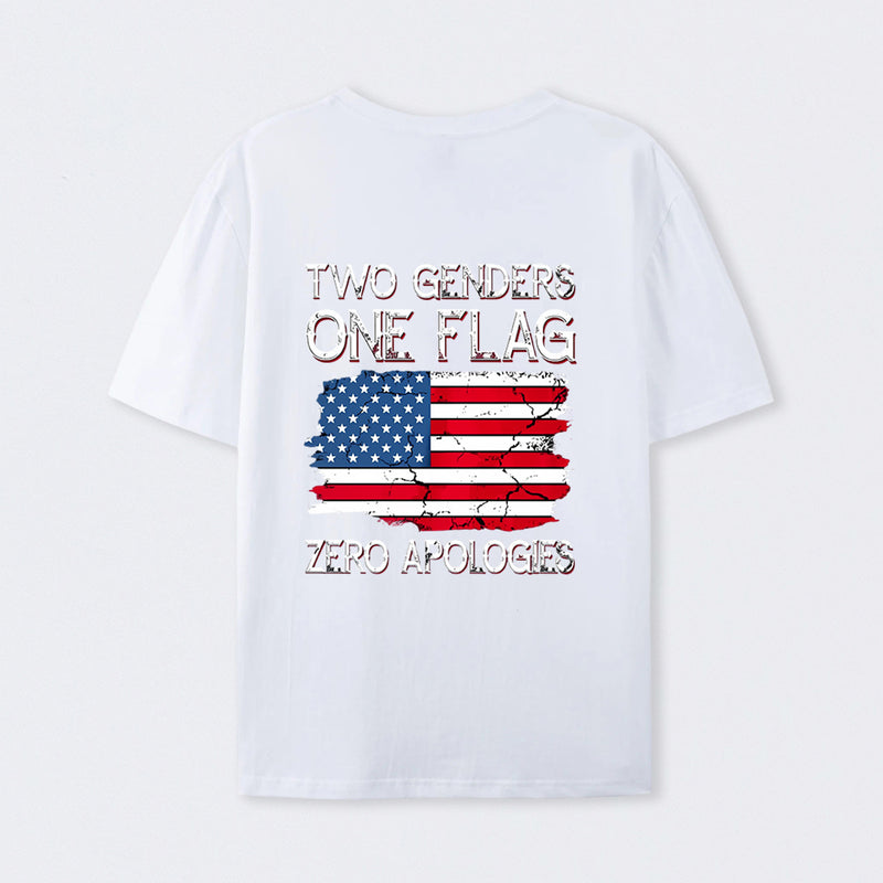 Two Genders One Flag Zero Apologies American Flag Design Unisex Classic T-shirt