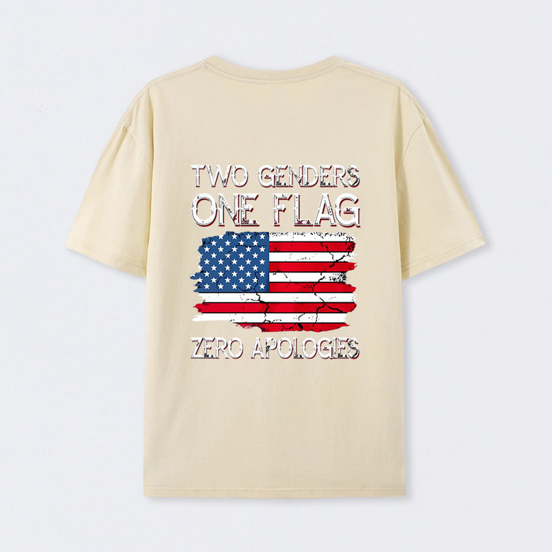Two Genders One Flag Zero Apologies American Flag Design Unisex Classic T-shirt