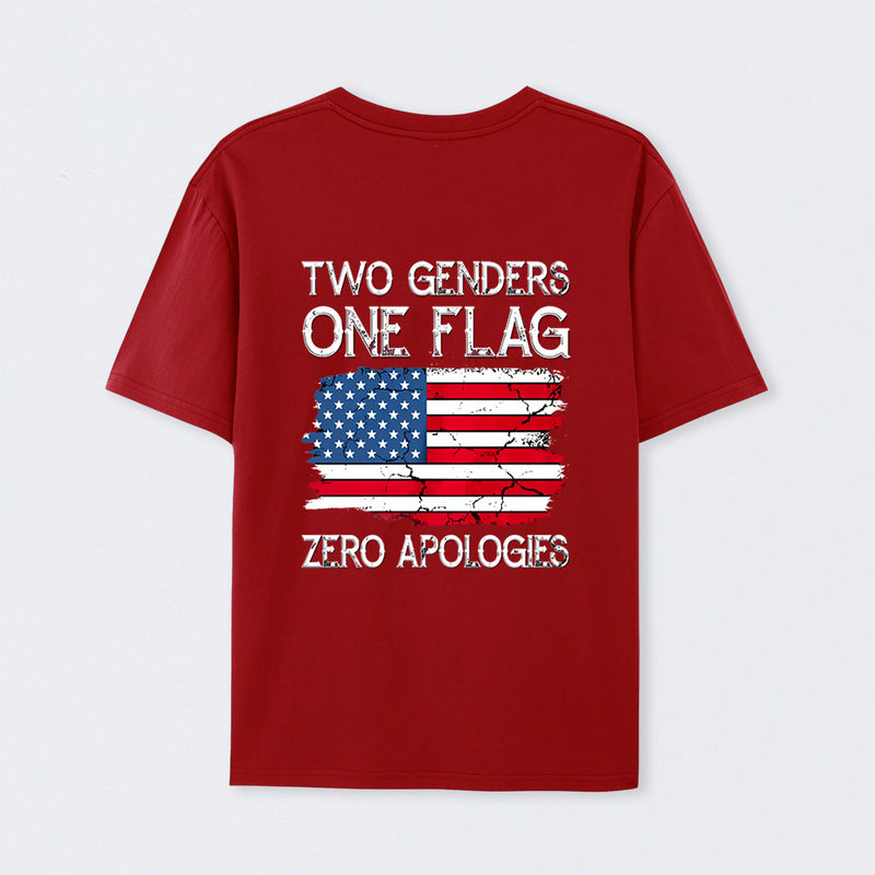 Two Genders One Flag Zero Apologies American Flag Design Unisex Classic T-shirt