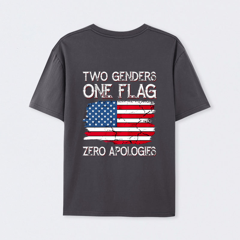 Two Genders One Flag Zero Apologies American Flag Design Unisex Classic T-shirt