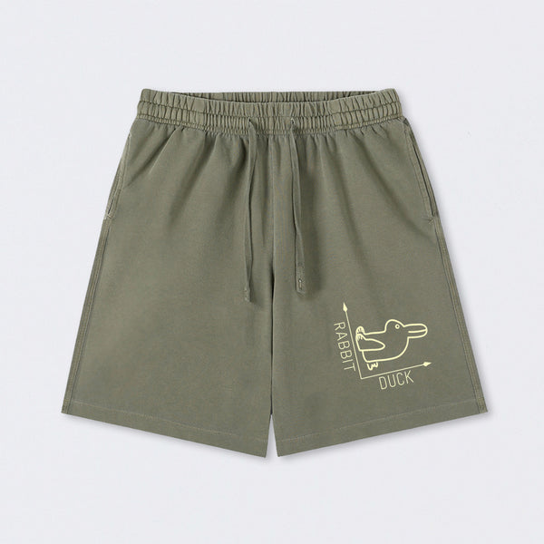 Rabbit or Duck Funny Washed Shorts