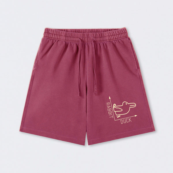 Rabbit or Duck Funny Washed Shorts