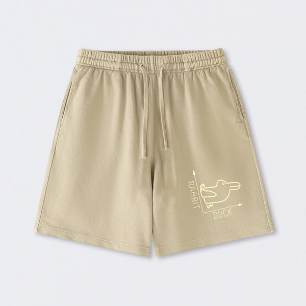 Rabbit or Duck Funny Washed Shorts