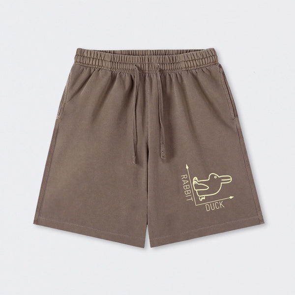 Rabbit or Duck Funny Washed Shorts