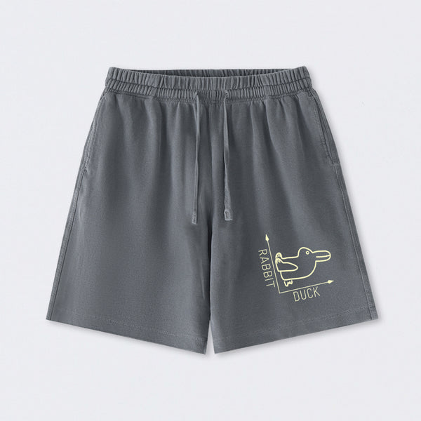 Rabbit or Duck Funny Washed Shorts