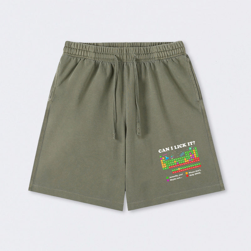 Can I Lick It Periodic Humour Science Washed Shorts