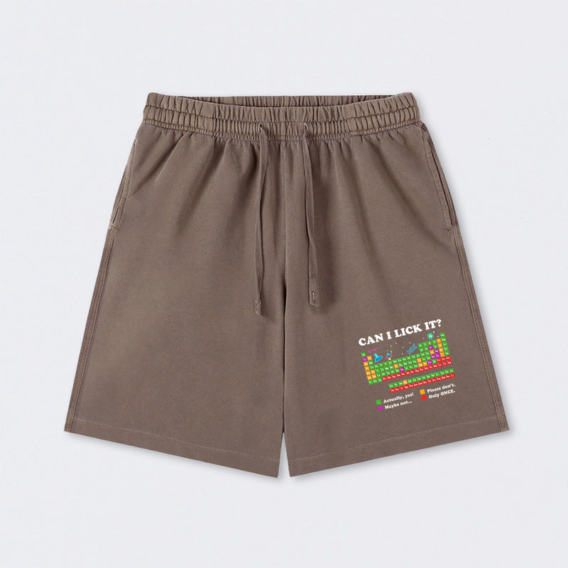 Can I Lick It Periodic Humour Science Washed Shorts
