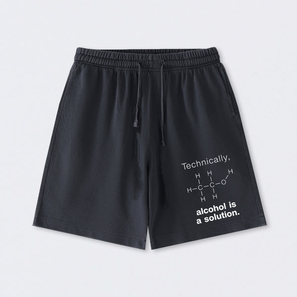 Alcohol Is A Solution Washed Shorts