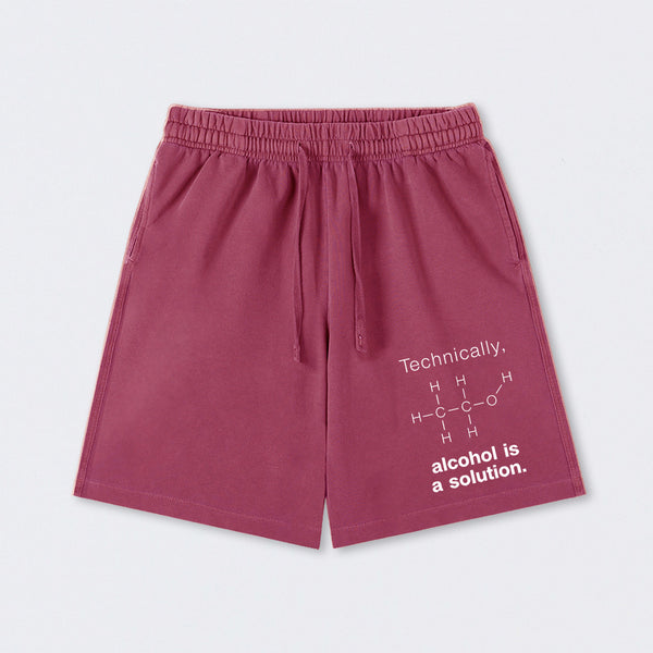 Alcohol Is A Solution Washed Shorts
