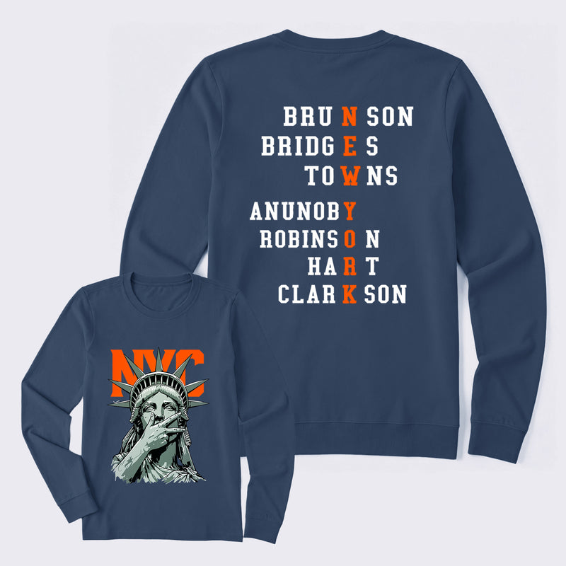 NewYork 2 Side Basketball Fans Long Sleeve T-Shirt
