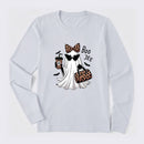 Boo-Jee Leopard Ghost Funny Fall Halloween Long Sleeve T-Shirt