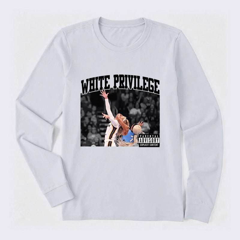 White Privilege Graphic Funny Basketball Meme Long Sleeve T-Shirt