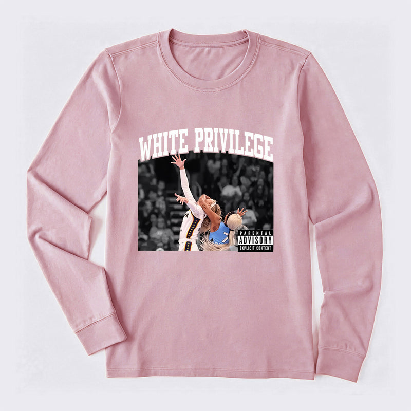 White Privilege Graphic Funny Basketball Meme Long Sleeve T-Shirt